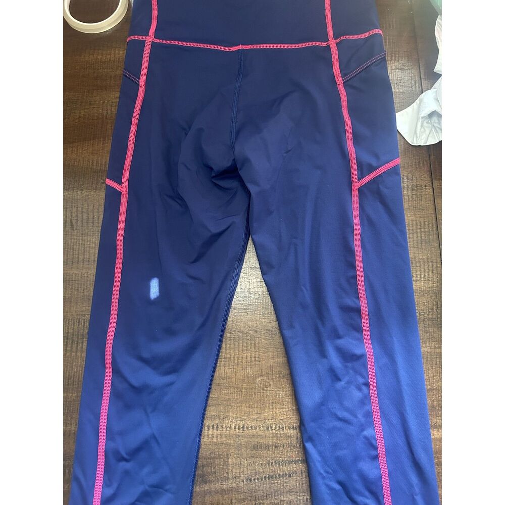 Vineyard Vines Performance Crop Leggings Size Small Navy Pink Pockets EUC